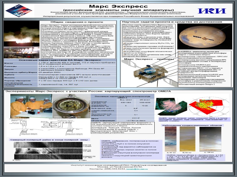 Эксперименты Марс-Экспресс с участием России: картирующий спектрометр ОМЕГА Марс Экспресс  (российские элементы научной